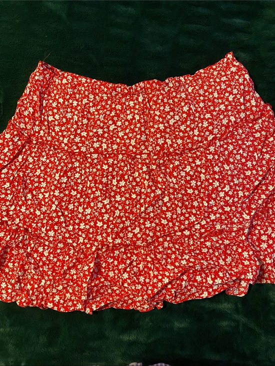 Skies Are Blue Dresses & Skirts - Skies Are Blue Red Mini Skirt with White Floral Print